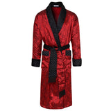 Gable Mens Long Smoking Jacket - Claret