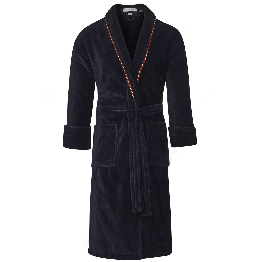 Unisex Dressing Gown front - Duchess Navy | Bown of London