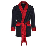 Cliveden Short Velvet Navy Smoking Jacket Robe