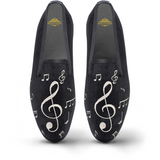 Velvet Loafer/Slipper Shoe - Musical Notes