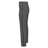 Mens wool mix trouser with black satin stripe