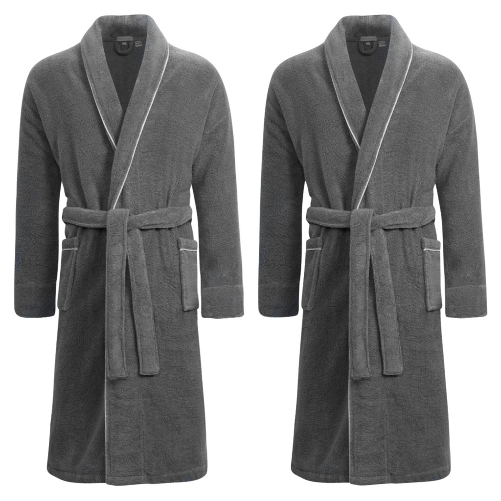 His & Hers Grey Towelling Dressing Gown Bundle - Europa