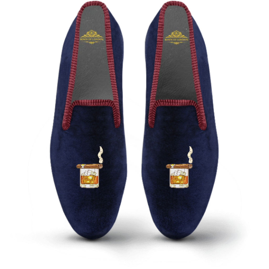 Velvet Loafer/Slipper Shoe - Cigar on Whiskey Glass