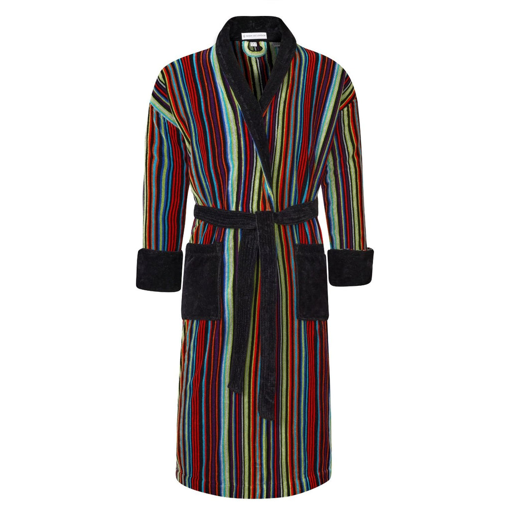 Dundee Men's Striped Dressing Gown - Front | Bown of London