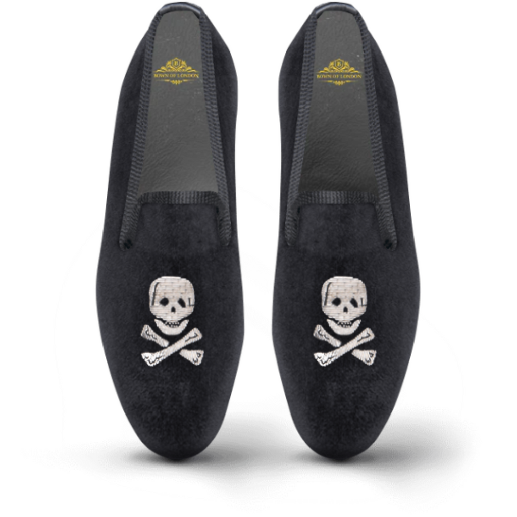 Velvet Loafer/Slipper Shoe - Skull