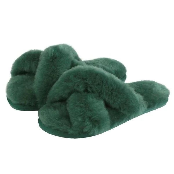 Sheepskin Toe Post Slippers - Green Product Image