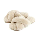 Delilah Ladies Sheepskin Slider Slippers - Oyster