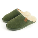 Ellis Mens Sheepskin Lined Slipper Mule - Olive